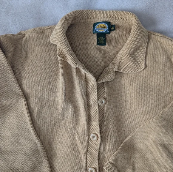 Cabela's Beige Women's Cardigan Sweater 100 % Cotton - Picture 5 of 9